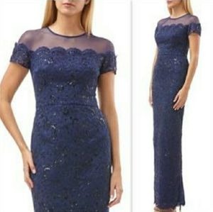 JS COLLECTIONS Blue Sequin Lace Mother of the Bride GOWN Sz STall